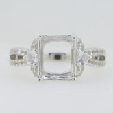 14K White Gold Semi Mount Ring Setting Emerald OCT 10X8mm W/ Moissanite Syzjewelry